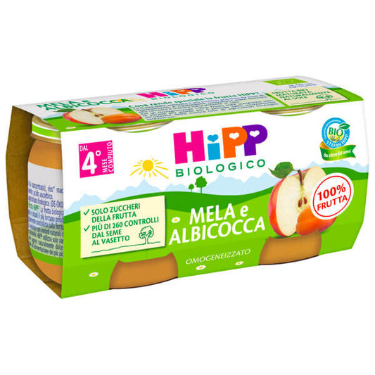 Hipp Biologico Omogeneizzato Albicocca e Mela 2x80gr.