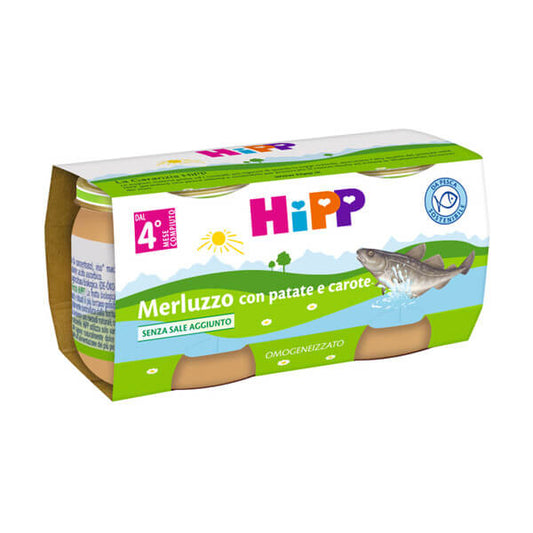 Hipp Biologico Omogeneizzato Merluzzo con Carote e Patate 2x80gr.