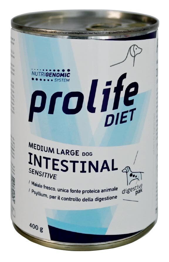 Prolife Diet Dog Intestinal Sensitive Cibo Umido Per Cani Taglia Media/Grande Lattina 400g