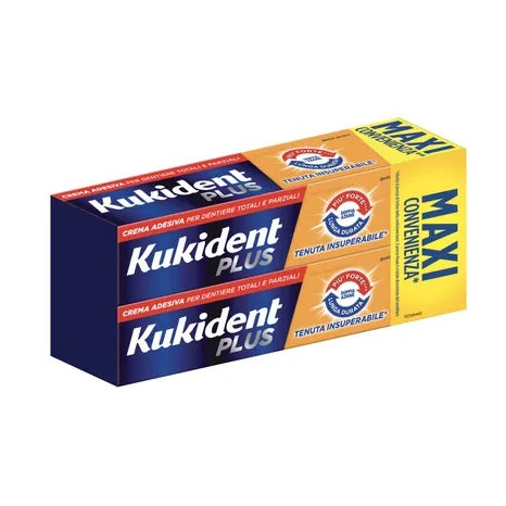 Kukident Plus Doppia Azione Crema Adesiva 2x65gr