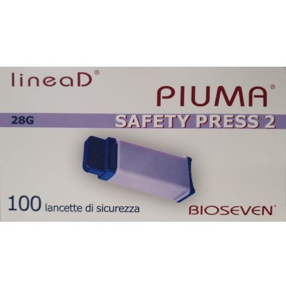 Linea D Piuma Lancette Pungidito Safety Press Regolabile 28G 1,88mm 100 Pezzi