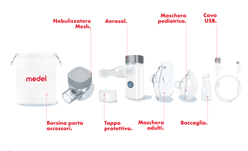 Medel Compact Mesh Aerosol Portatile con Batteria Ricaricabile