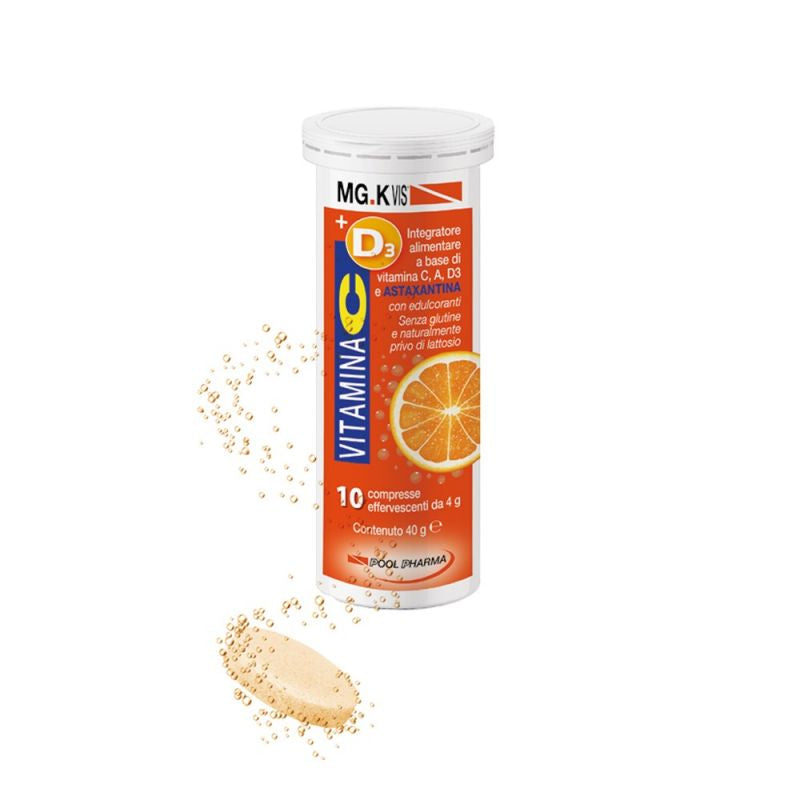 MGK Vis Vitamina C+D3+A+Astaxantina 10 compresse effervescenti