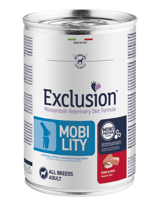 Exclusion Veterinary Diet Formula Mobility Maiale/Riso Lattina 400gr