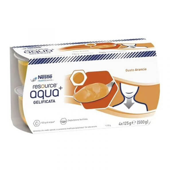 Nestlé Resource Aqua+ Gelificata gusto Arancia 4x125g | SuperFarma