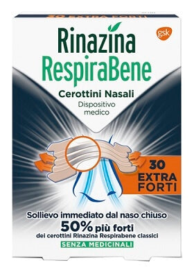 Rinazina Respirabene 30 cerottini nasali Extra Forti