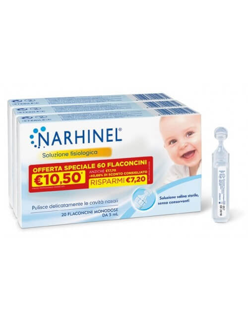 Narhinel Soluzione Fisiologica PROMO 3 Confezioni da 20 flaconcini