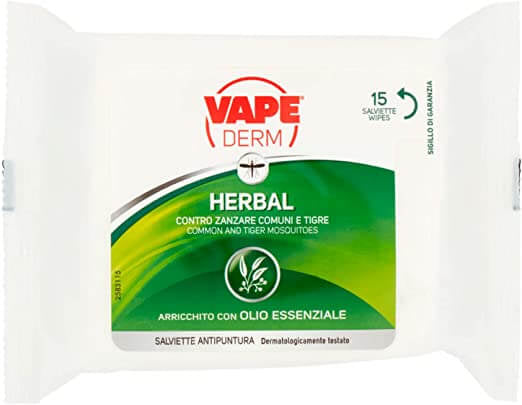 VAPE Derm Herbal Salviette Antipuntura 15 pezzi