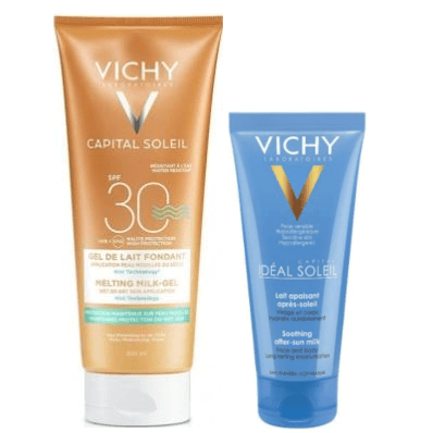 Vichy Capital Soleil Gel-Latte Fondente per Pelle Bagnata o AsciuttaSPF30 200ml + Doposole 100ml