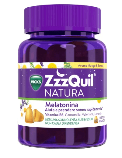 ZzzQuil Natura Integratore Per Dormire 30 Pastiglie Mango e Banana